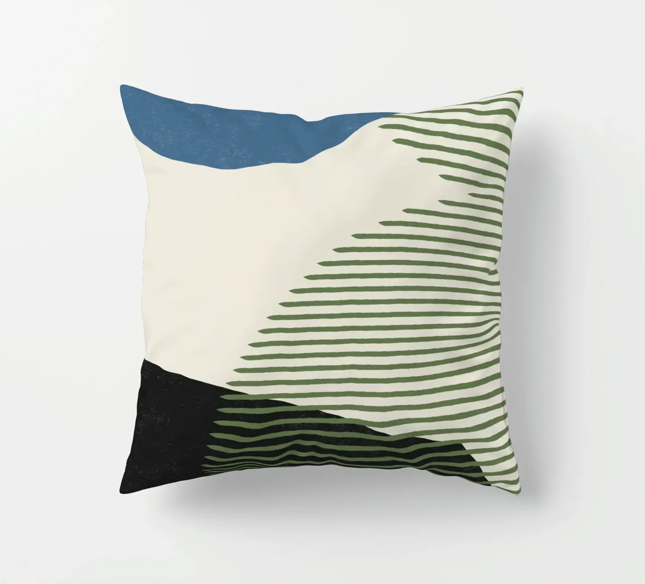 Linee Colore Forme - Blu Verde Nero cuscino da MoonlightPrint