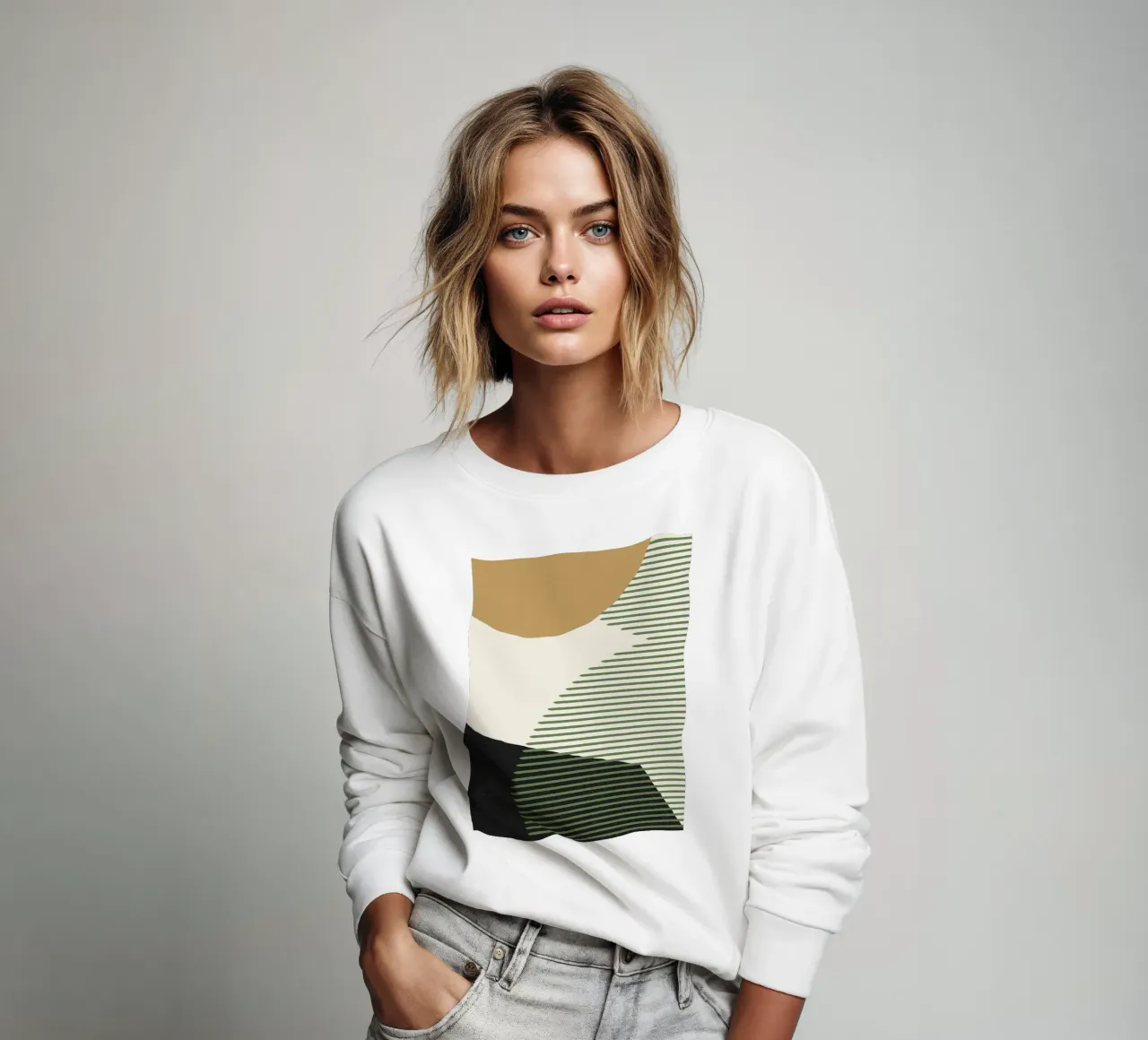 Lijnen Kleur Vormen - Goud Groen Zwart sweatshirt van MoonlightPrint