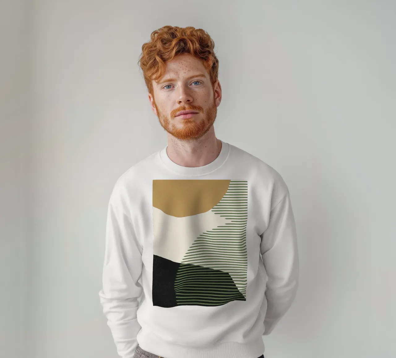 Lijnen Kleur Vormen - Goud Groen Zwart sweatshirt van MoonlightPrint