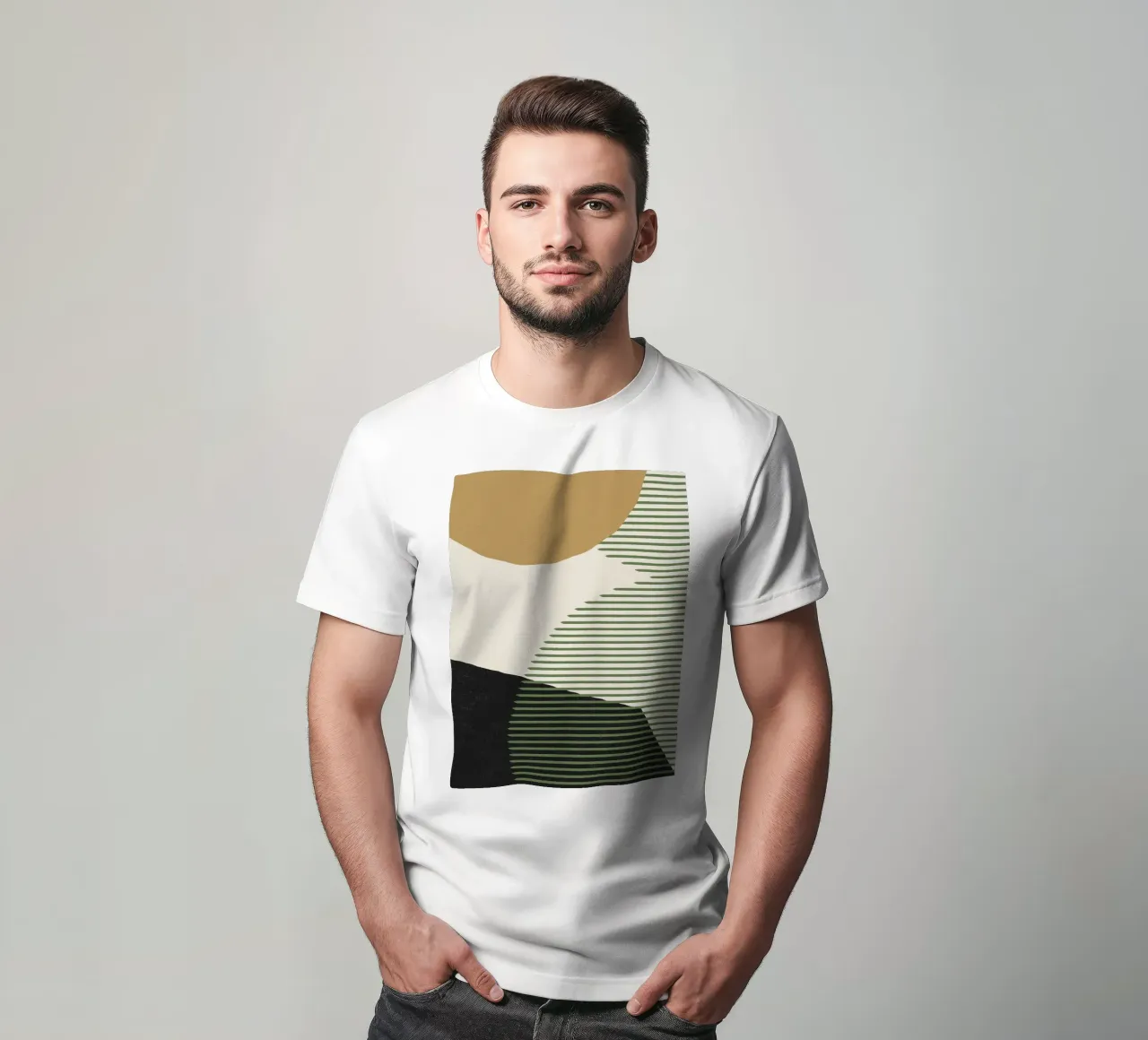 Linee Colore Forme - Oro Verde Nero t-shirt da MoonlightPrint