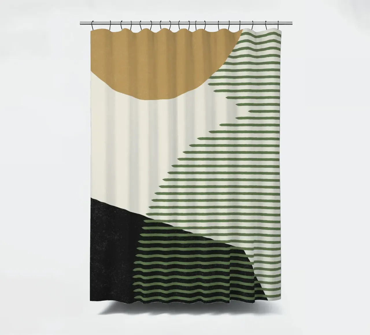 Linee Colore Forme - Oro Verde Nero tenda da doccia da MoonlightPrint