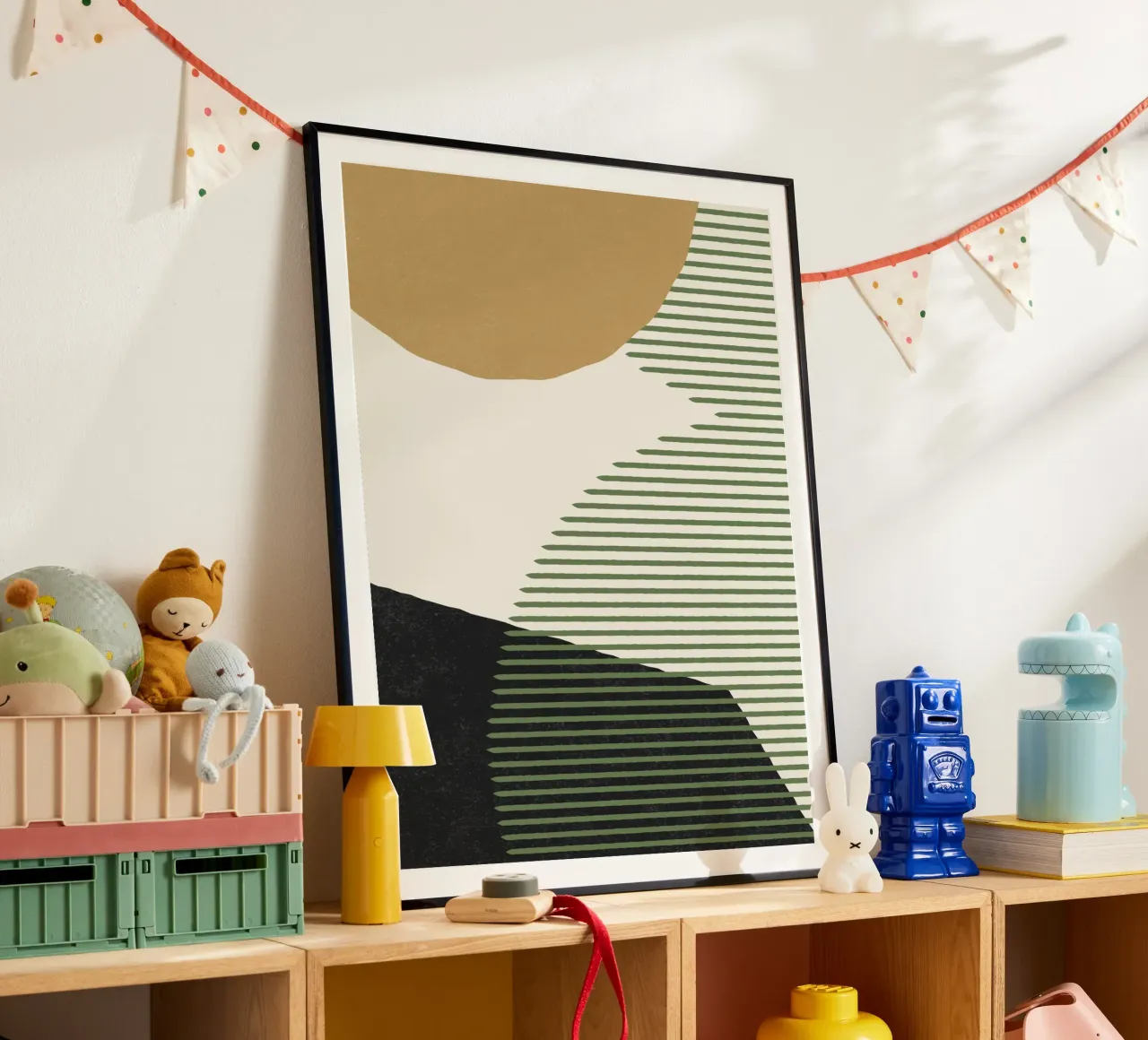 Linee Colore Forme - Oro Verde Nero carta hahnemühle da MoonlightPrint