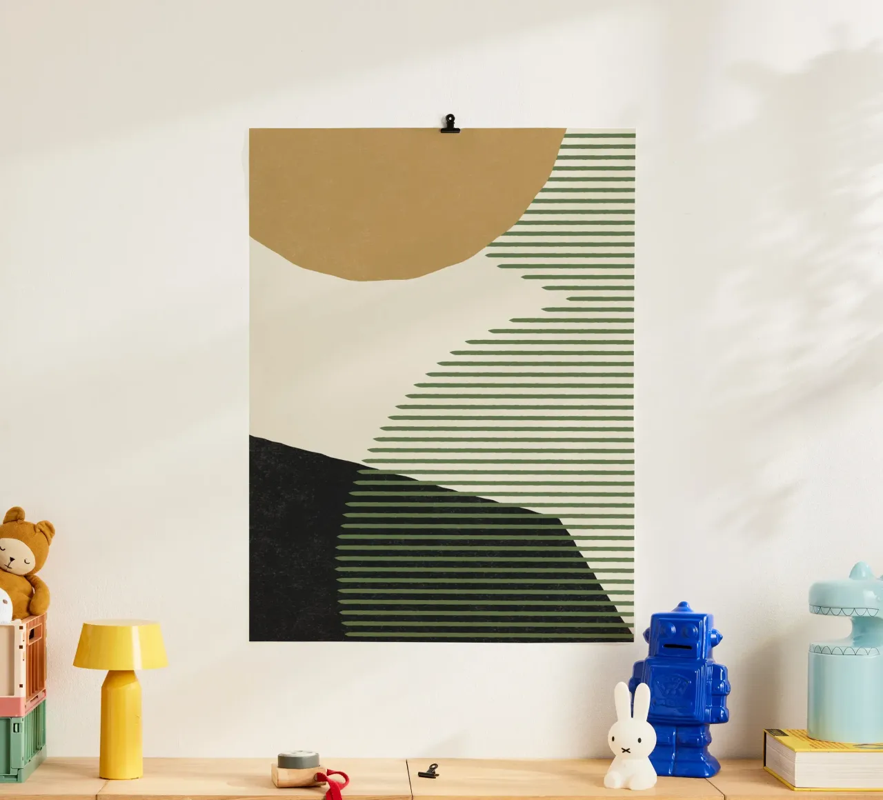 Linee Colore Forme - Oro Verde Nero carta hahnemühle da MoonlightPrint