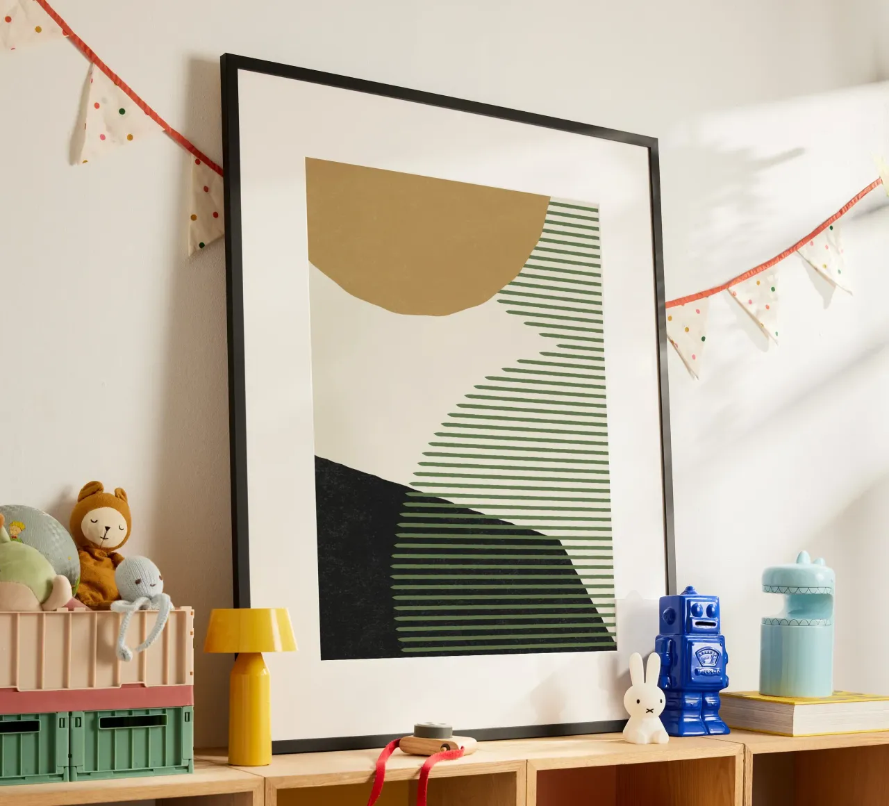 Linee Colore Forme - Oro Verde Nero carta hahnemühle da MoonlightPrint