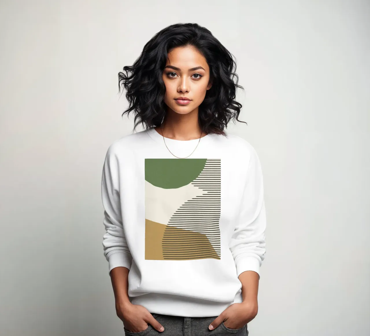 Linee Colore Forme - Verde Oro felpa da MoonlightPrint