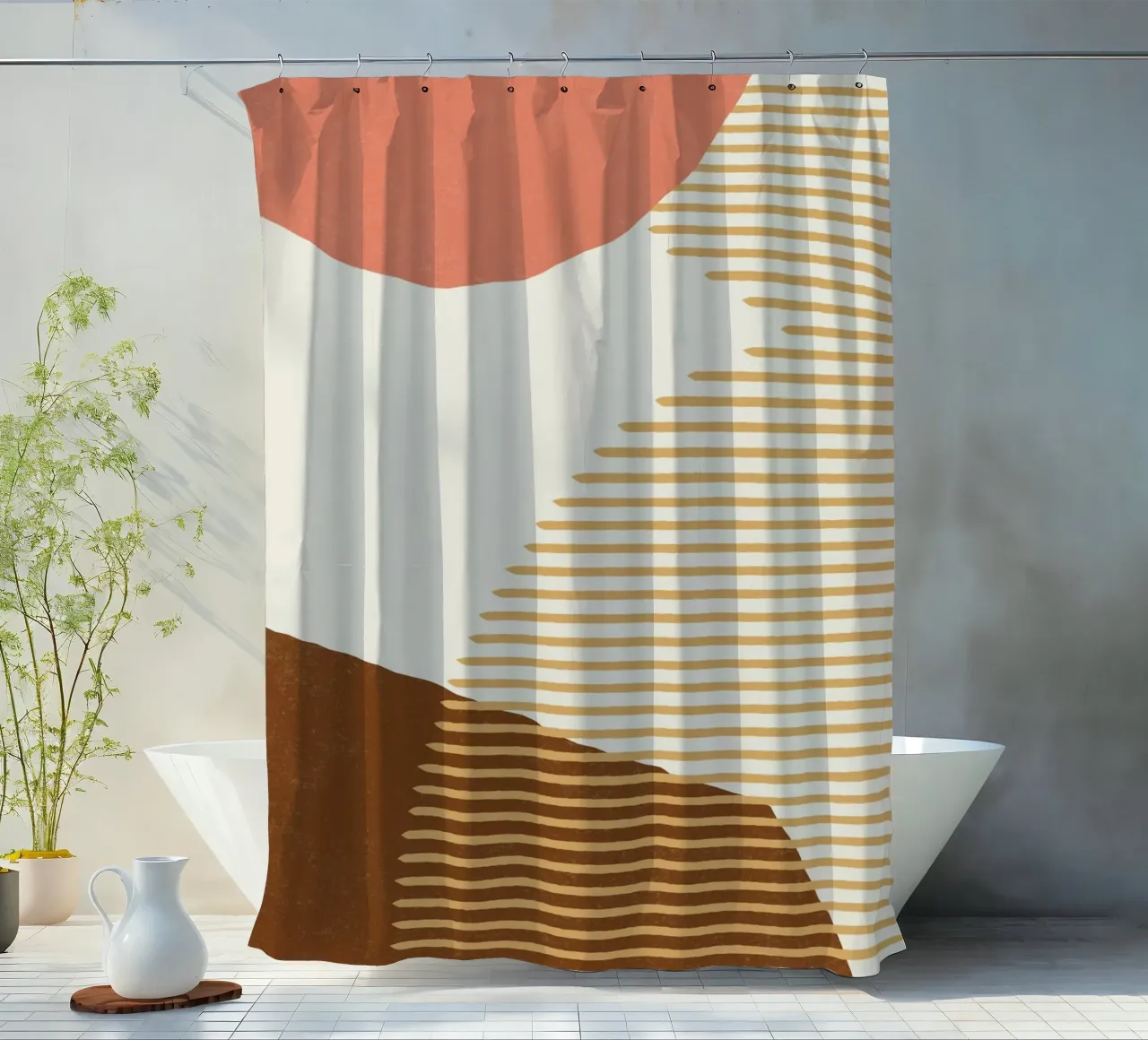 Linee Colore Forme - Rosa Oro Marrone tenda da doccia da MoonlightPrint
