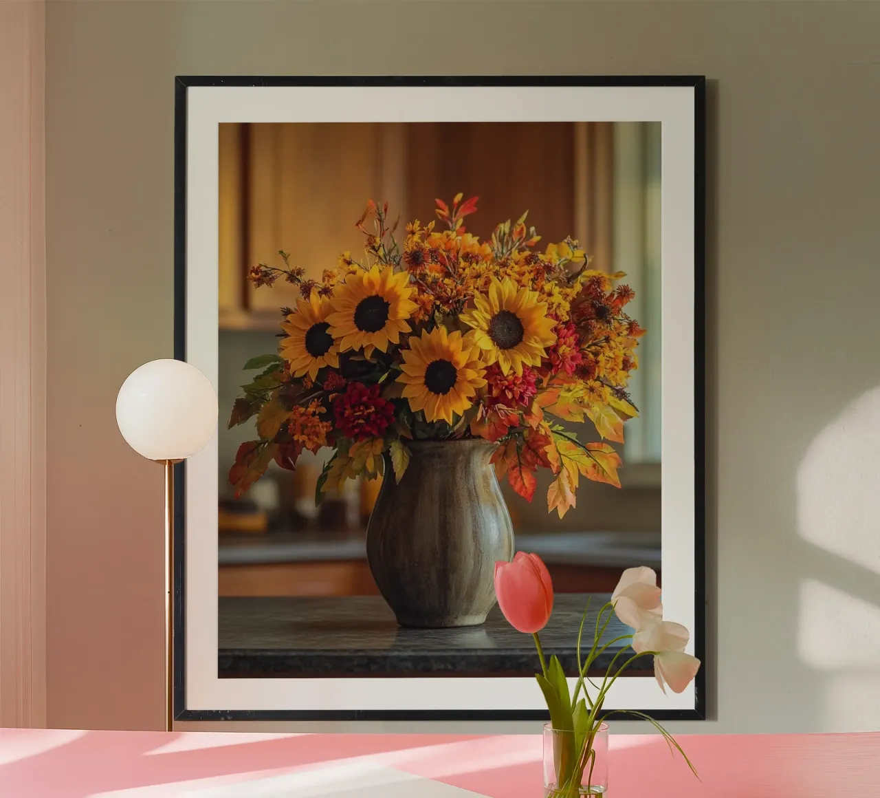 Herbst-Vibes Poster mit Holzrahmen von PhotoVibe Decor