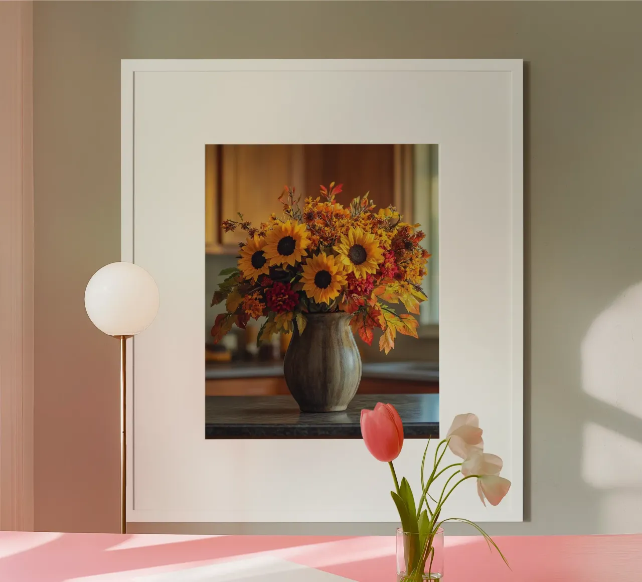 Herbst-Vibes Poster mit Holzrahmen von PhotoVibe Decor