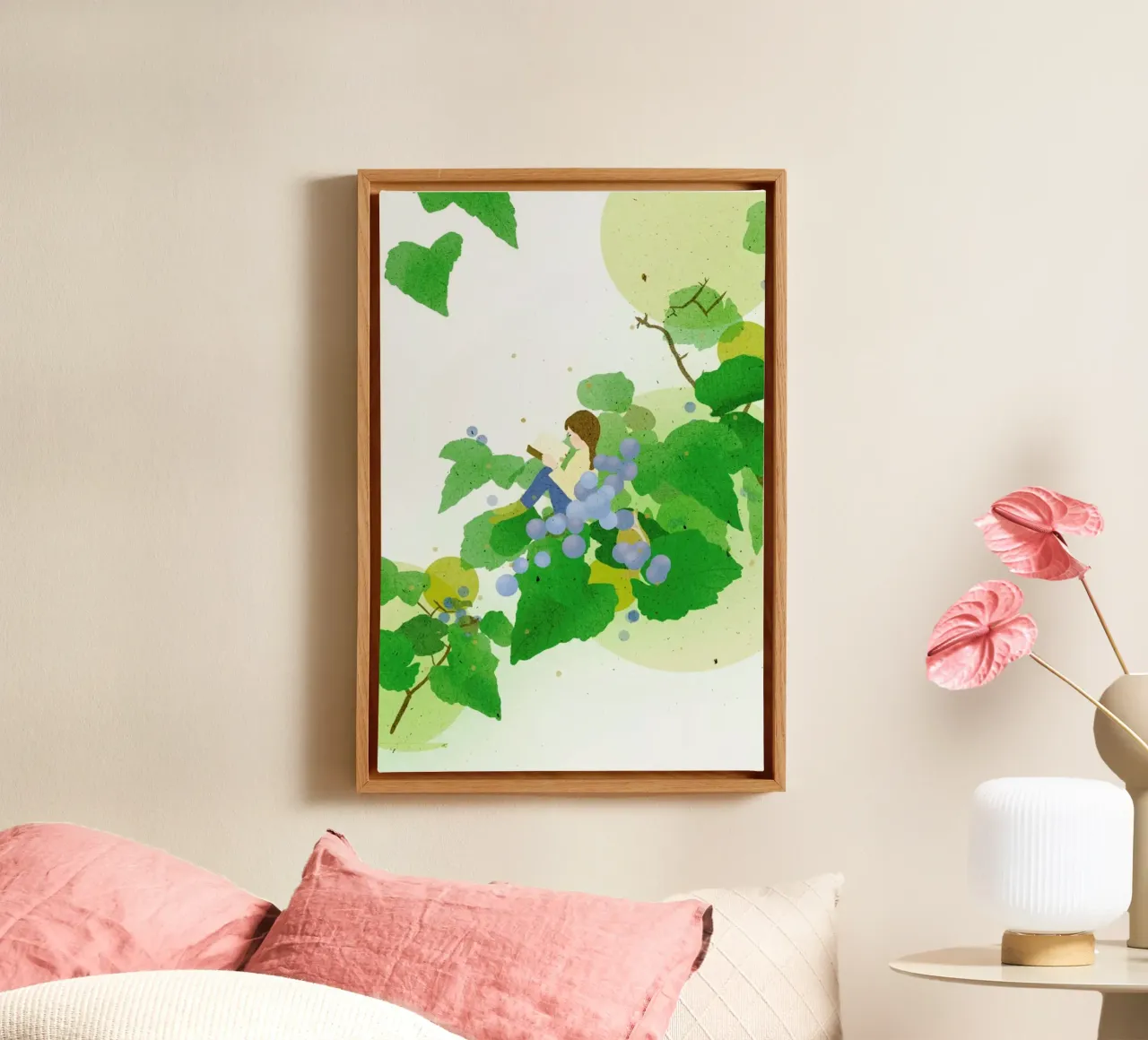 On The Berry Tree canvas met Baklijst van Duong Tu Tran