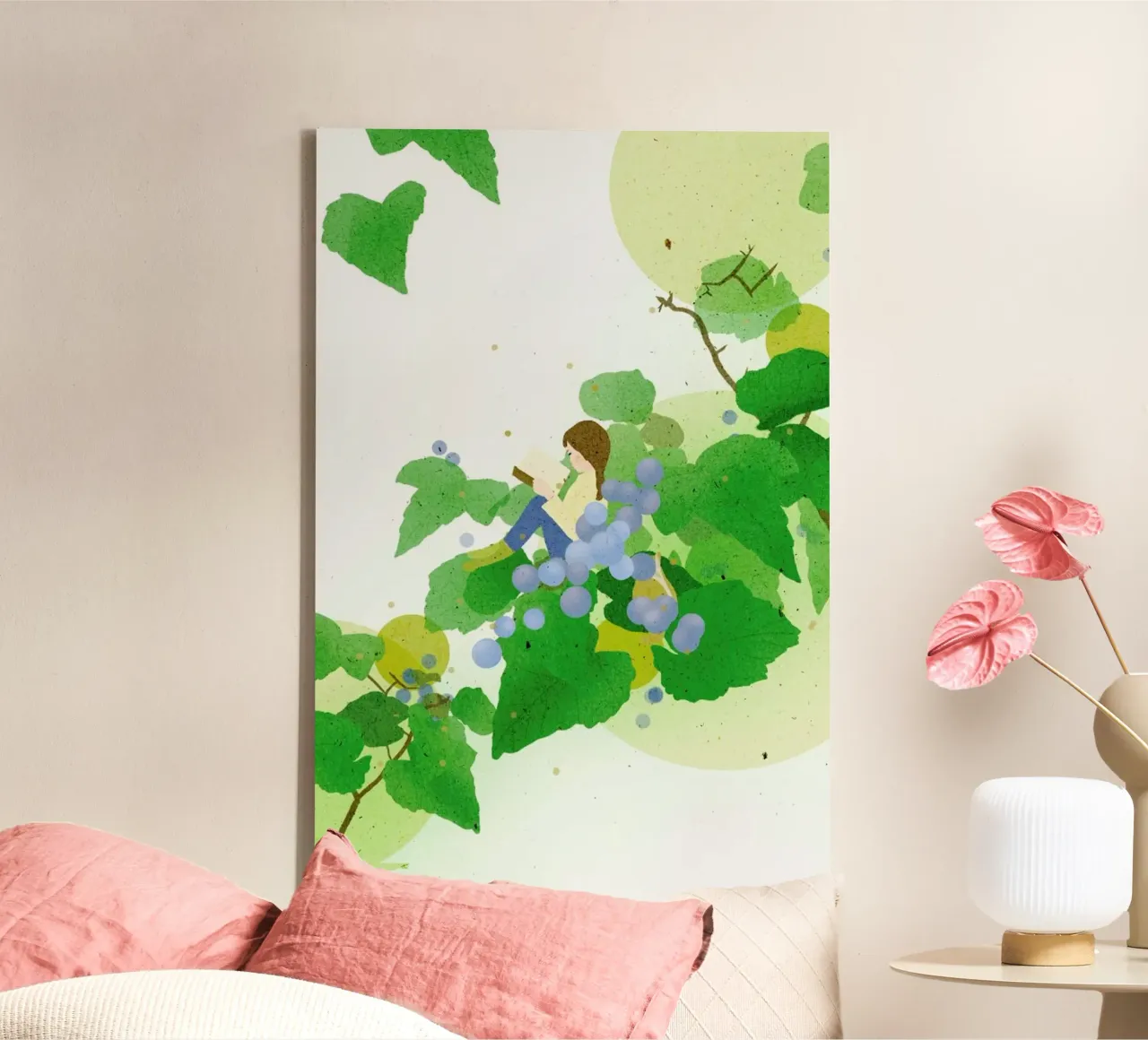 On The Berry Tree canvas met Baklijst van Duong Tu Tran