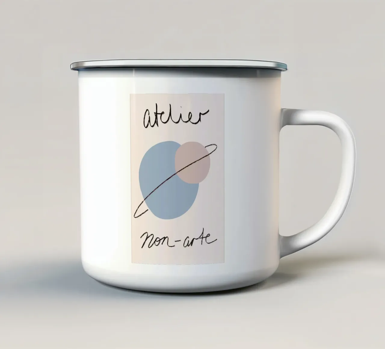 Blue and Beige Abstract Art tazza in smalto da GraceDigitalArtCo