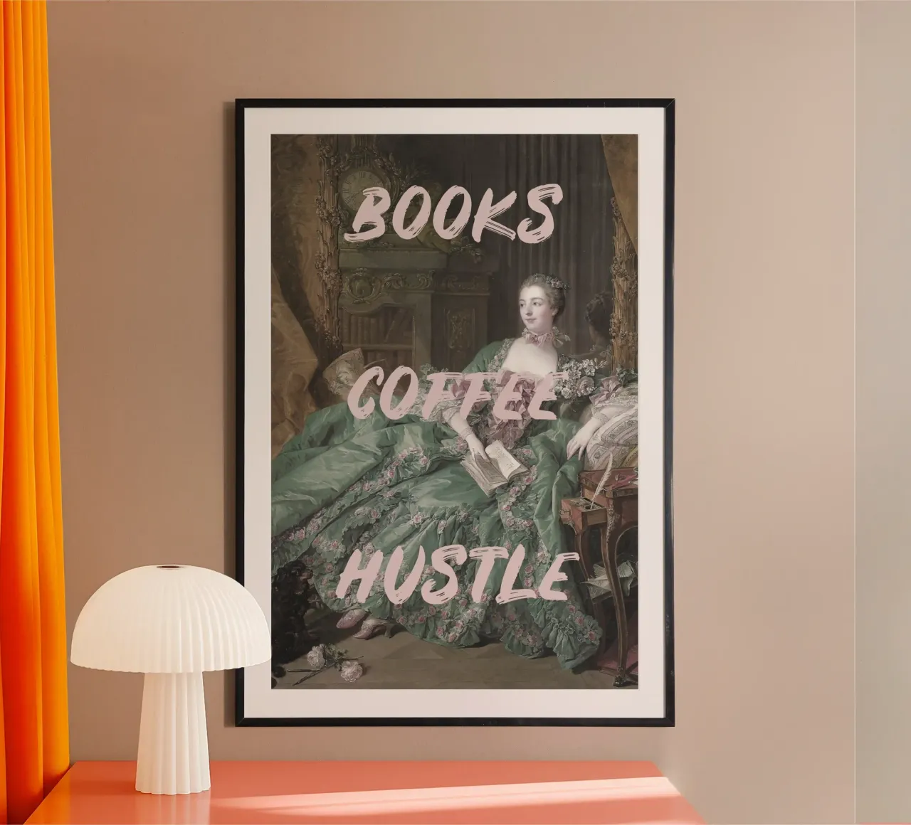 Books Coffee Hustle poster con telaio in legno da GraceDigitalArtCo