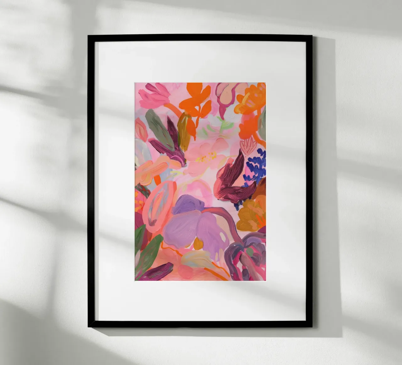 Bloemen abstracte kleurrijke kunstreproducties, abstract bloemenkunstwerk poster met kunststof frame van Boheme