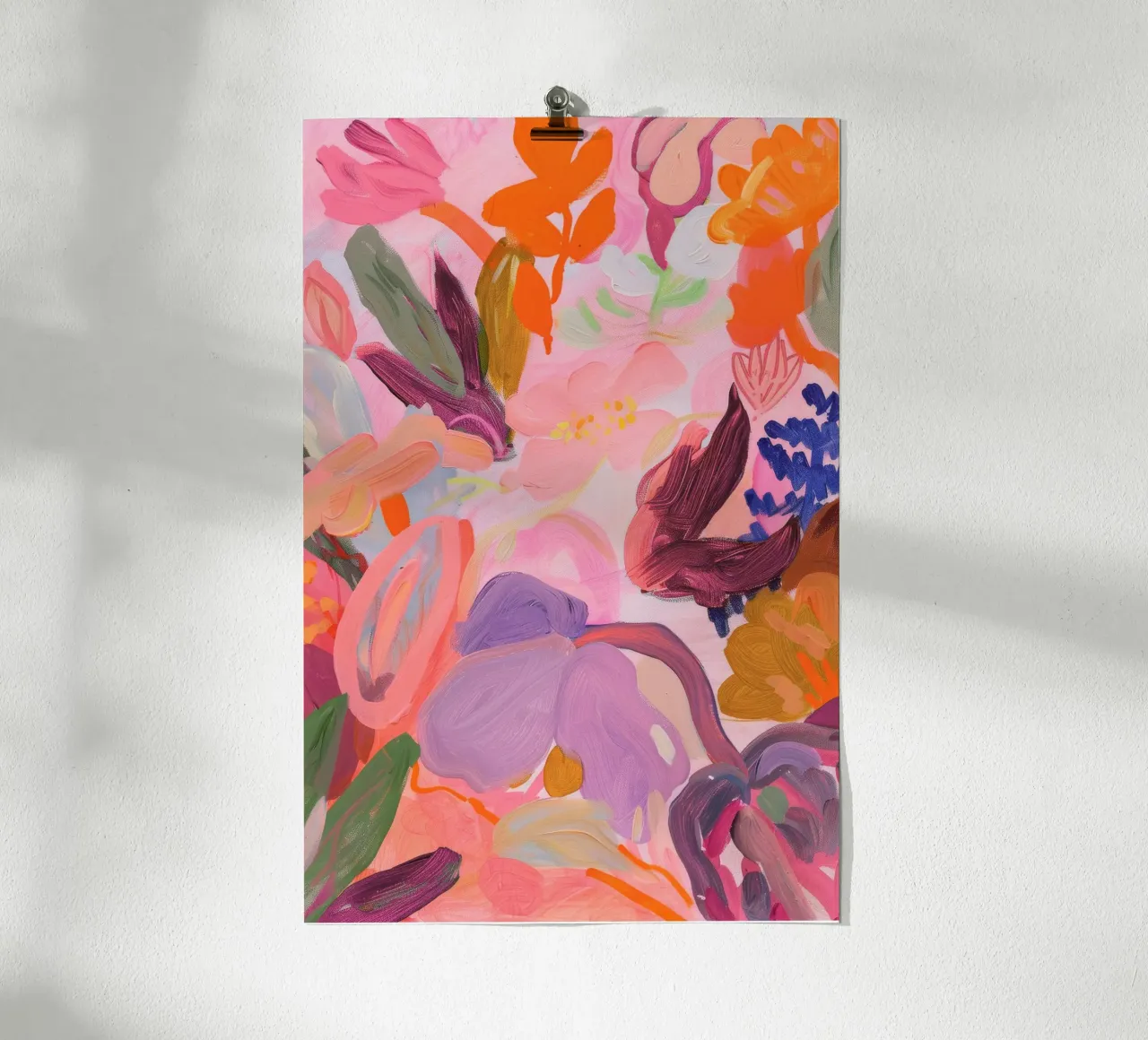 Bloemen abstracte kleurrijke kunstreproducties, abstract bloemenkunstwerk poster met kunststof frame van Boheme