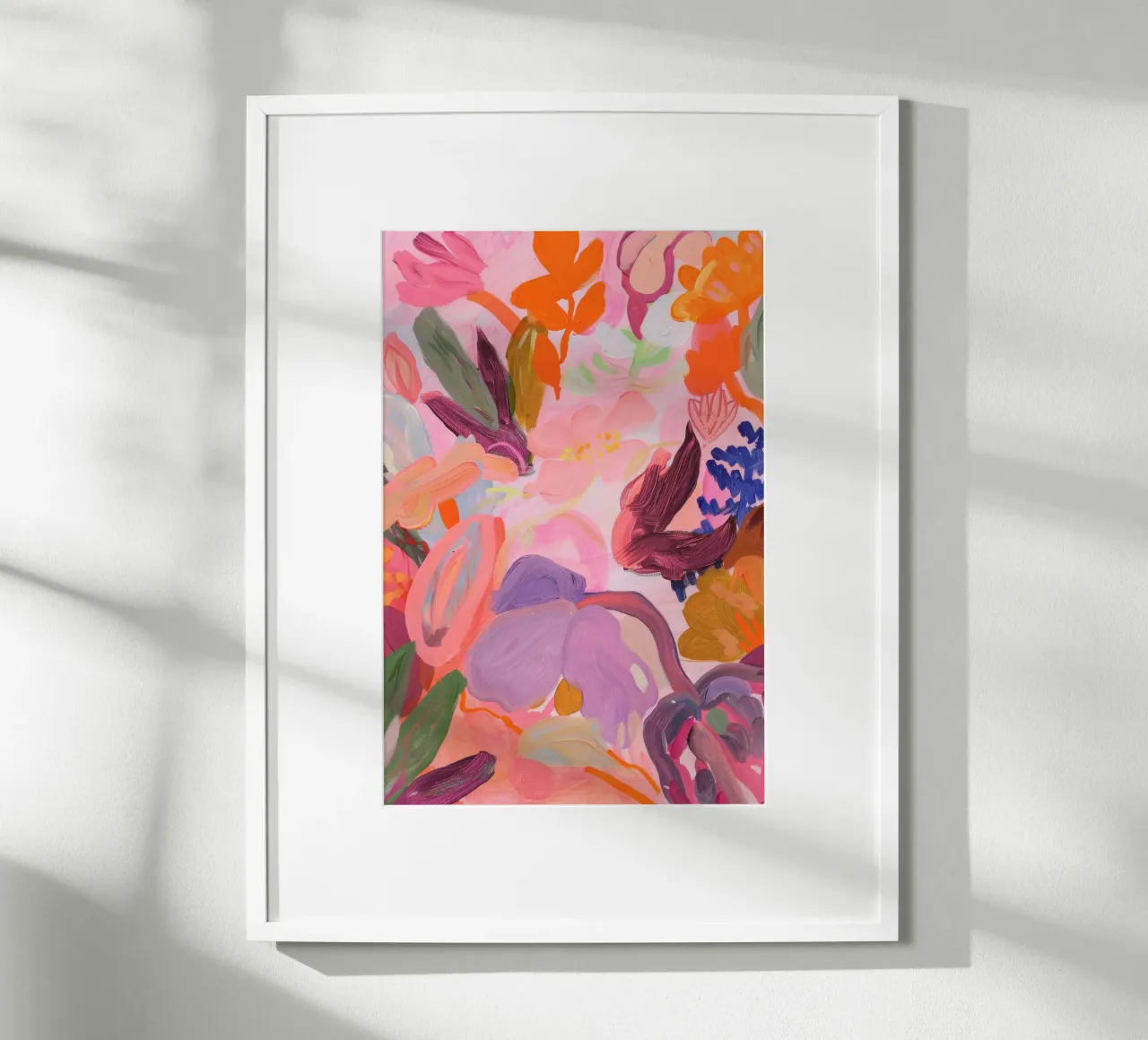 Bloemen abstracte kleurrijke kunstreproducties, abstract bloemenkunstwerk poster met kunststof frame van Boheme