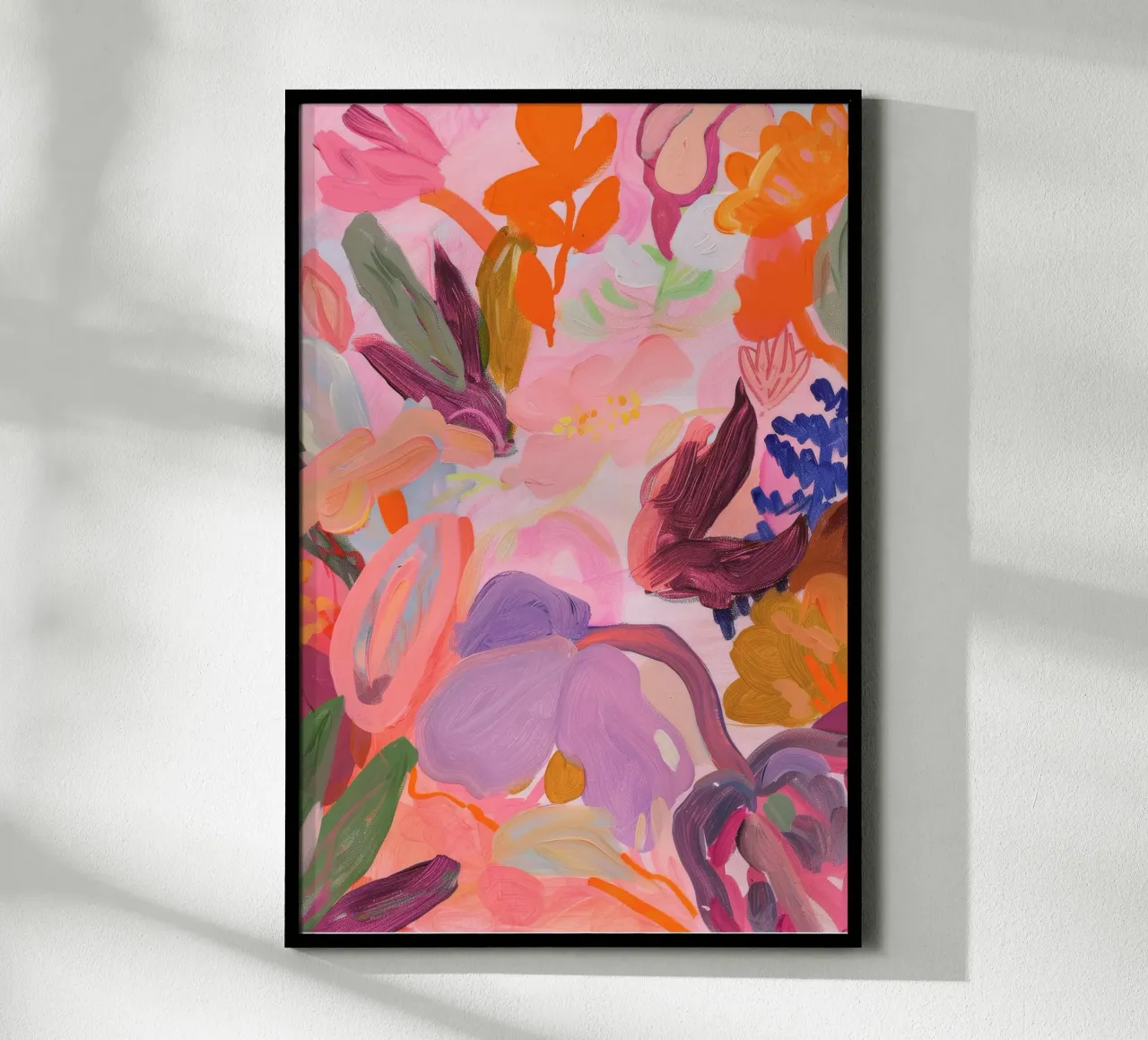 Bloemen abstracte kleurrijke kunstreproducties, abstract bloemenkunstwerk poster met kunststof frame van Boheme