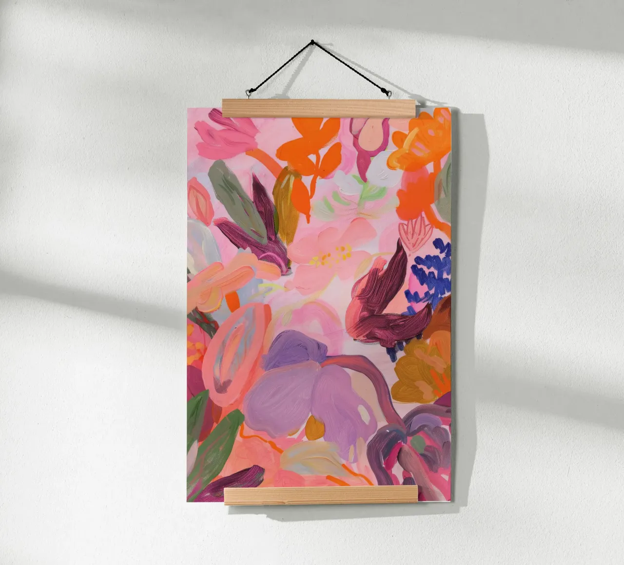 Bloemen abstracte kleurrijke kunstreproducties, abstract bloemenkunstwerk poster met kunststof frame van Boheme