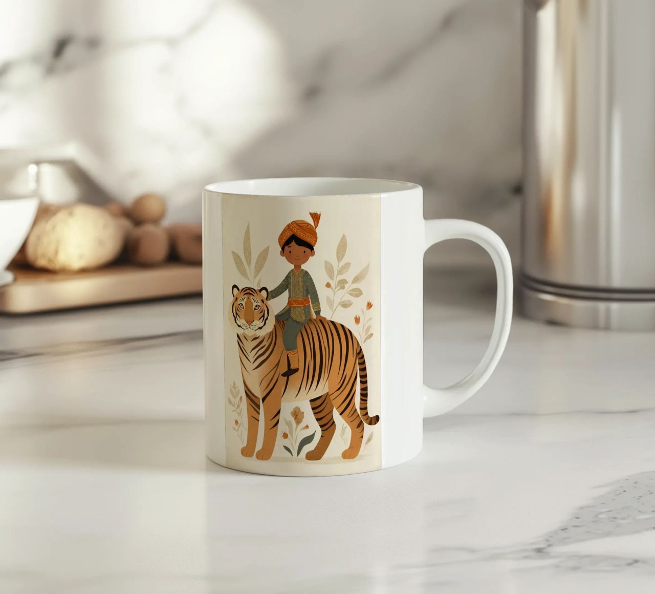 Un re con le zampe a strisce tazza in ceramica da Digital Naive