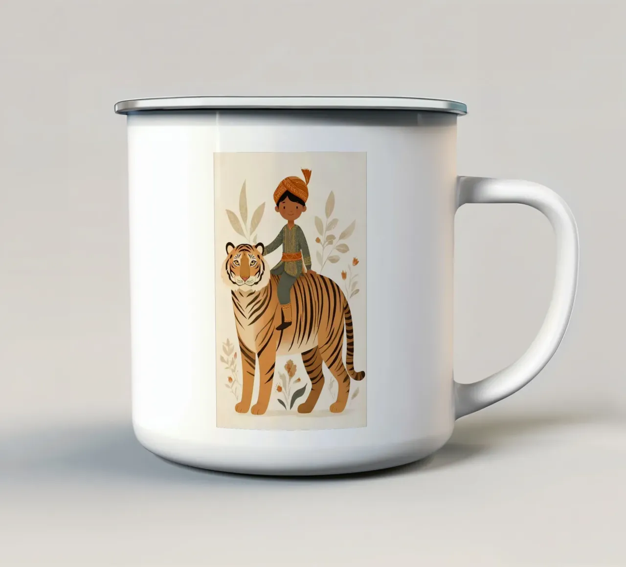 A king on striped paws enamel mug by Digital Naive