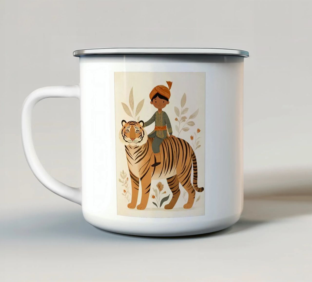 Un re con le zampe a strisce tazza in smalto da Digital Naive