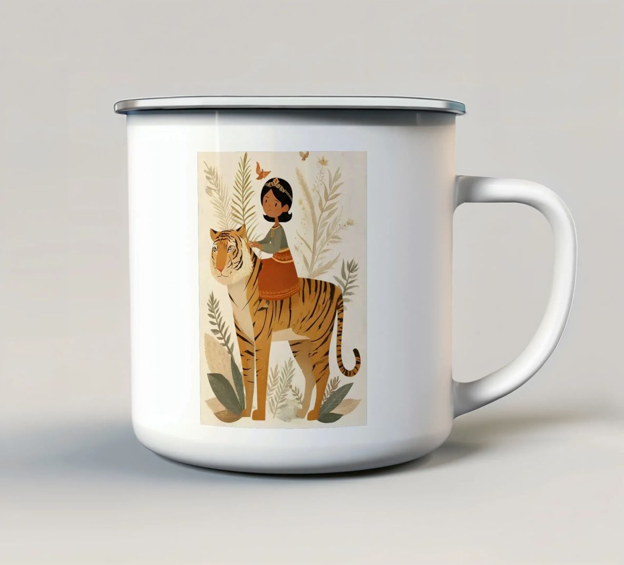 Una regina a zampe rigate tazza in smalto da Digital Naive
