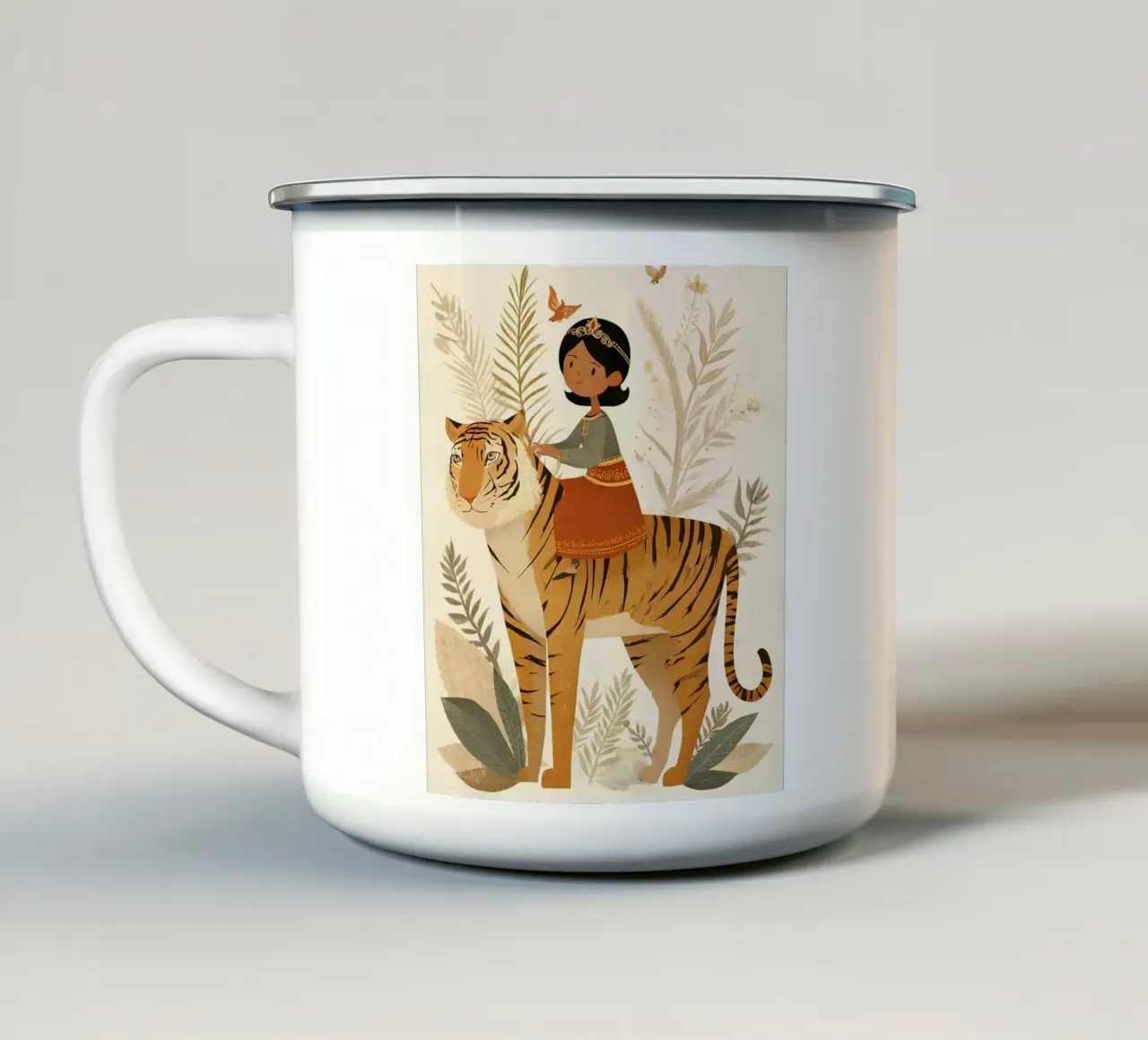 Una regina a zampe rigate tazza in smalto da Digital Naive