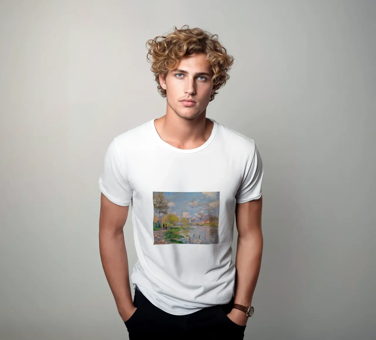 giocando sulla riva del fiume nel pomeriggio claude monet t-shirt da belong shop