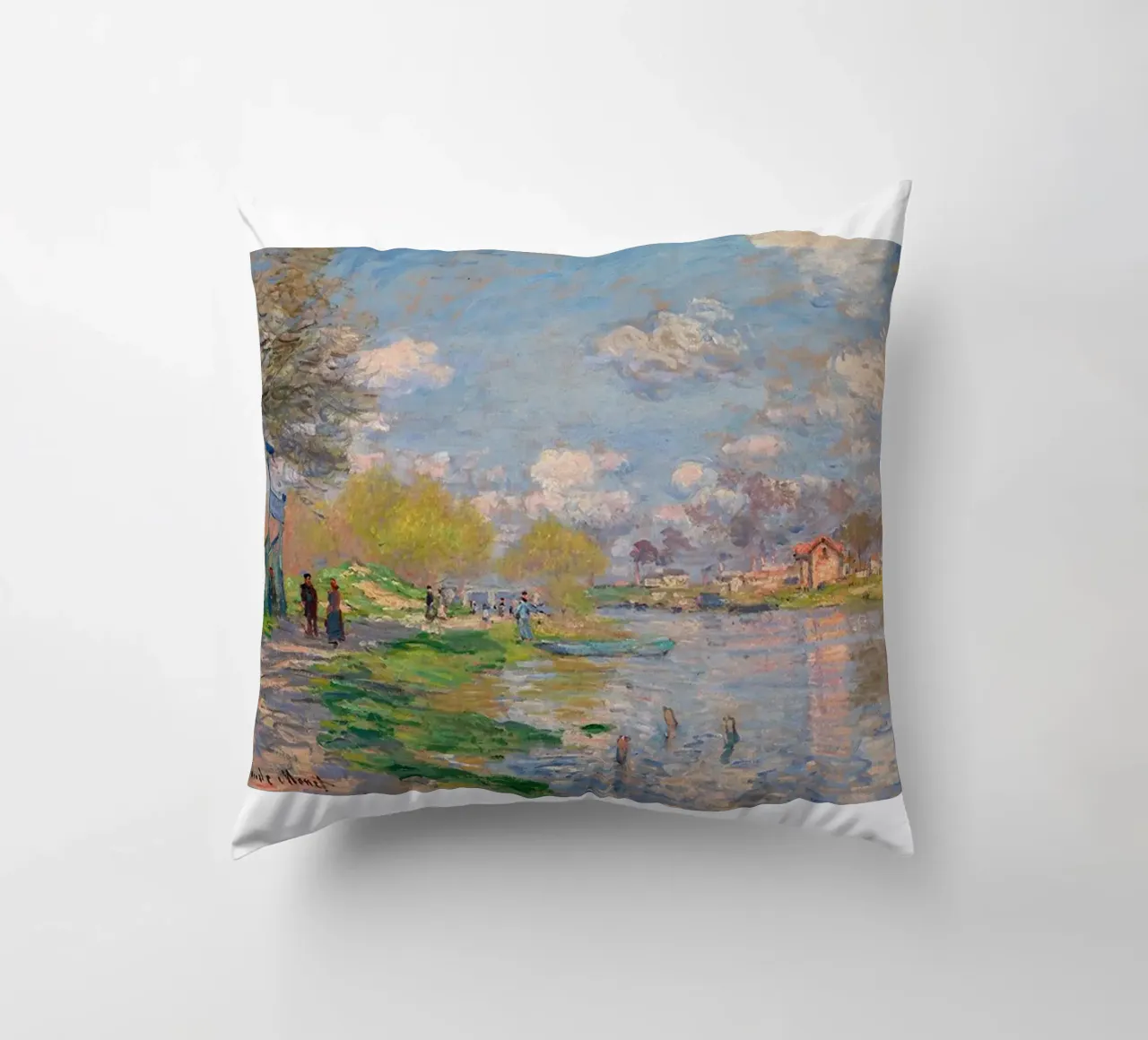 giocando sulla riva del fiume nel pomeriggio claude monet cuscino da belong shop