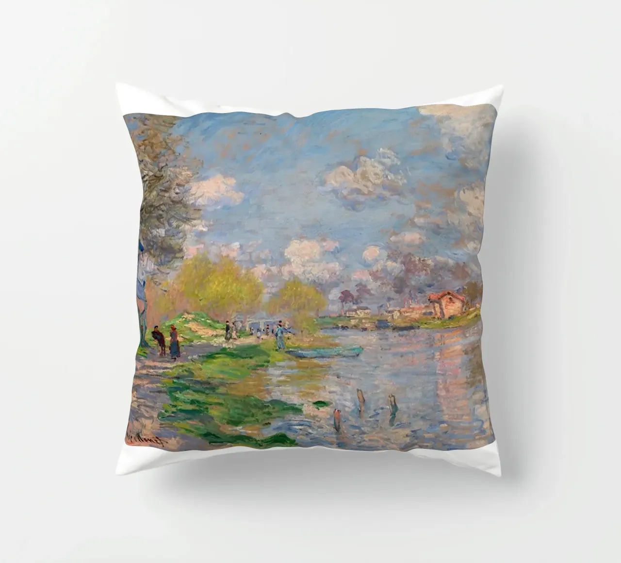 giocando sulla riva del fiume nel pomeriggio claude monet cuscino da belong shop