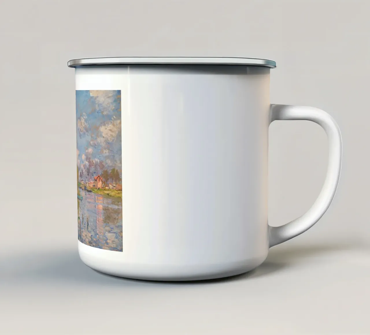 giocando sulla riva del fiume nel pomeriggio claude monet tazza in smalto da belong shop