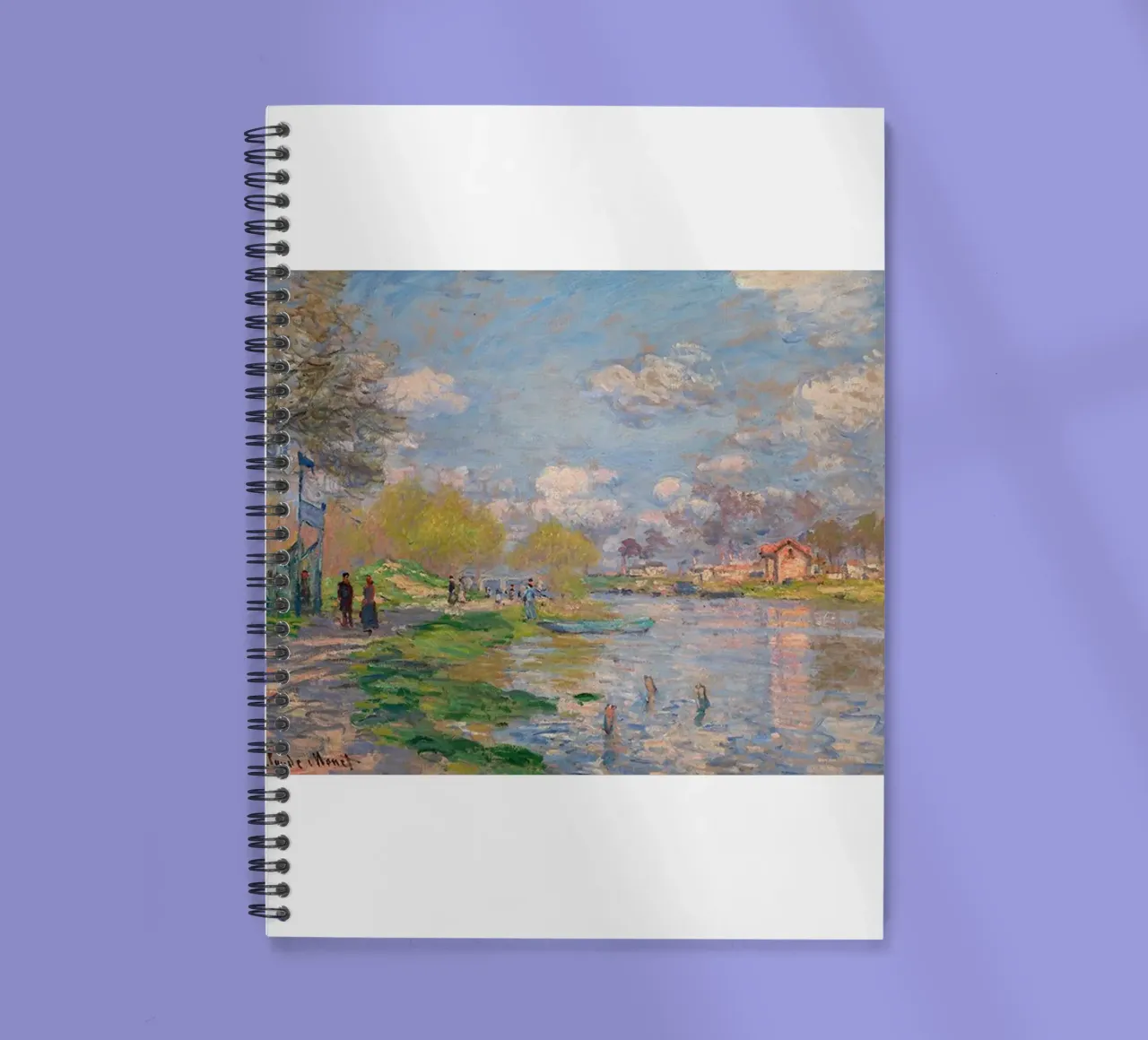 playing on the river bank in the afternoon claude monet spiral notebook by belong shop