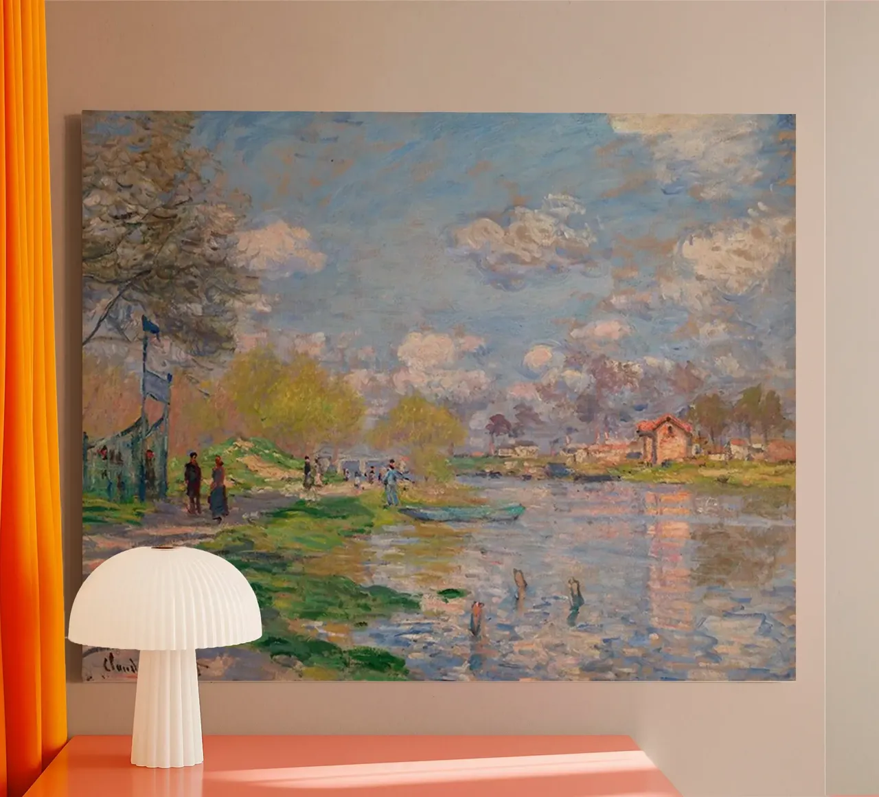 giocando sulla riva del fiume nel pomeriggio claude monet tela con Cornice a cassetta da belong shop