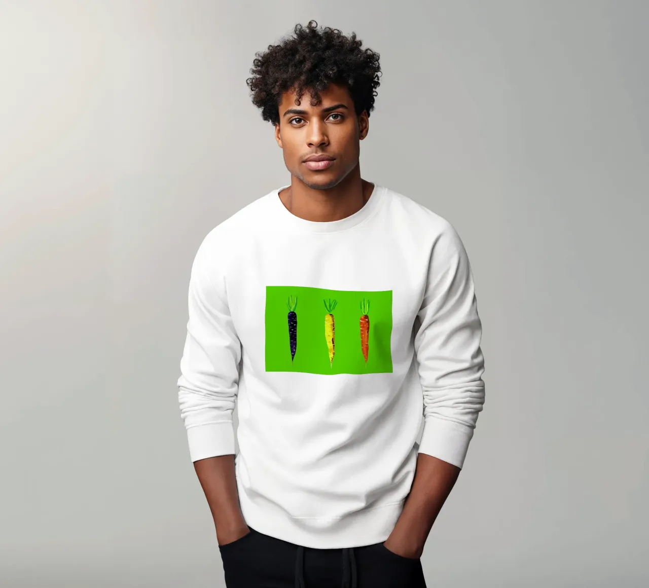 Carrots On Lime Green felpa da Alice Straker