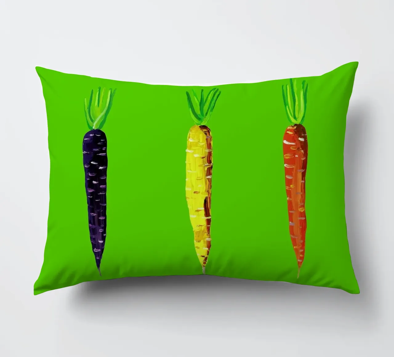 Carrots On Lime Green cuscino da Alice Straker