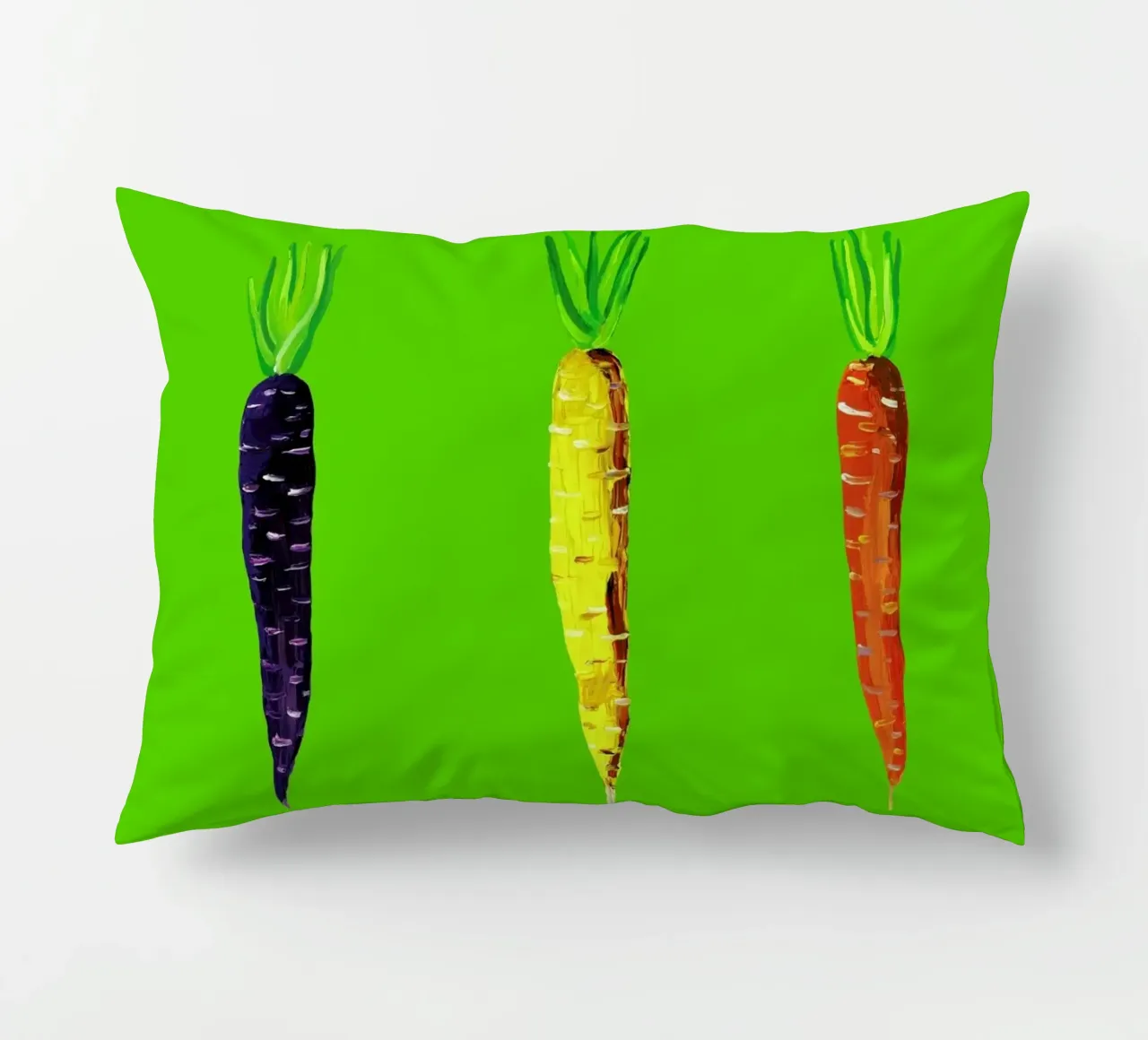 Carrots On Lime Green cuscino da Alice Straker