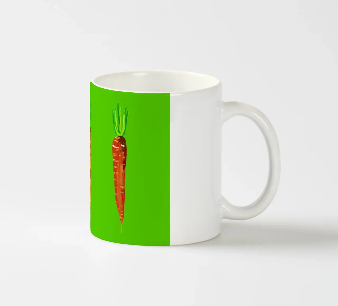 Carrots On Lime Green tazza in ceramica da Alice Straker