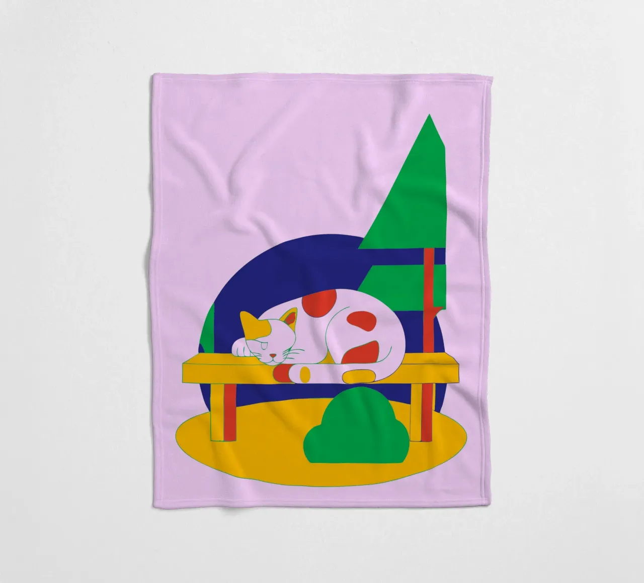 Sleeping Cat fleece blanket by OUR SHOP