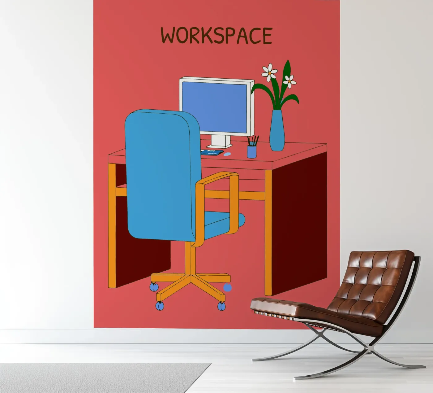 Computer Table Fototapete von OUR SHOP