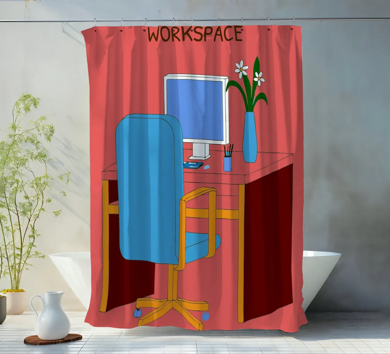 Computer-Tisch Duschvorhang von OUR SHOP