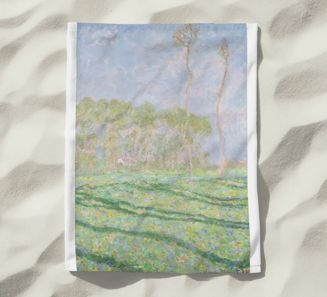 Claude Monet's Garden and Forest Scene beach towel by belong shop