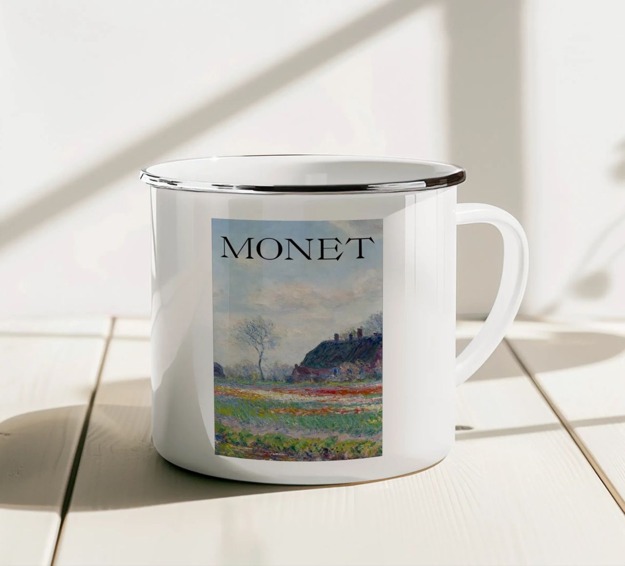 die natürliche schönheit der landschaft wiesen claude monet Emaille Tasse von belong shop
