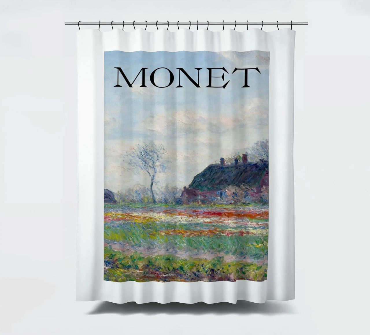 die natürliche schönheit der landschaft wiesen claude monet Duschvorhang von belong shop