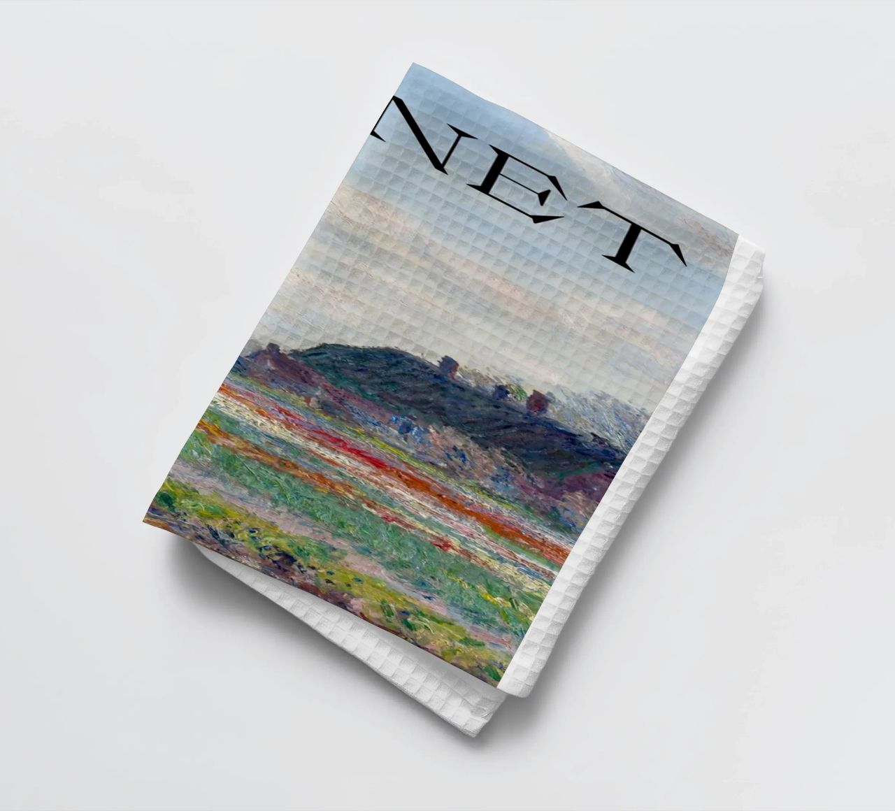 die natürliche schönheit der landschaft wiesen claude monet Geschirrtuch von belong shop
