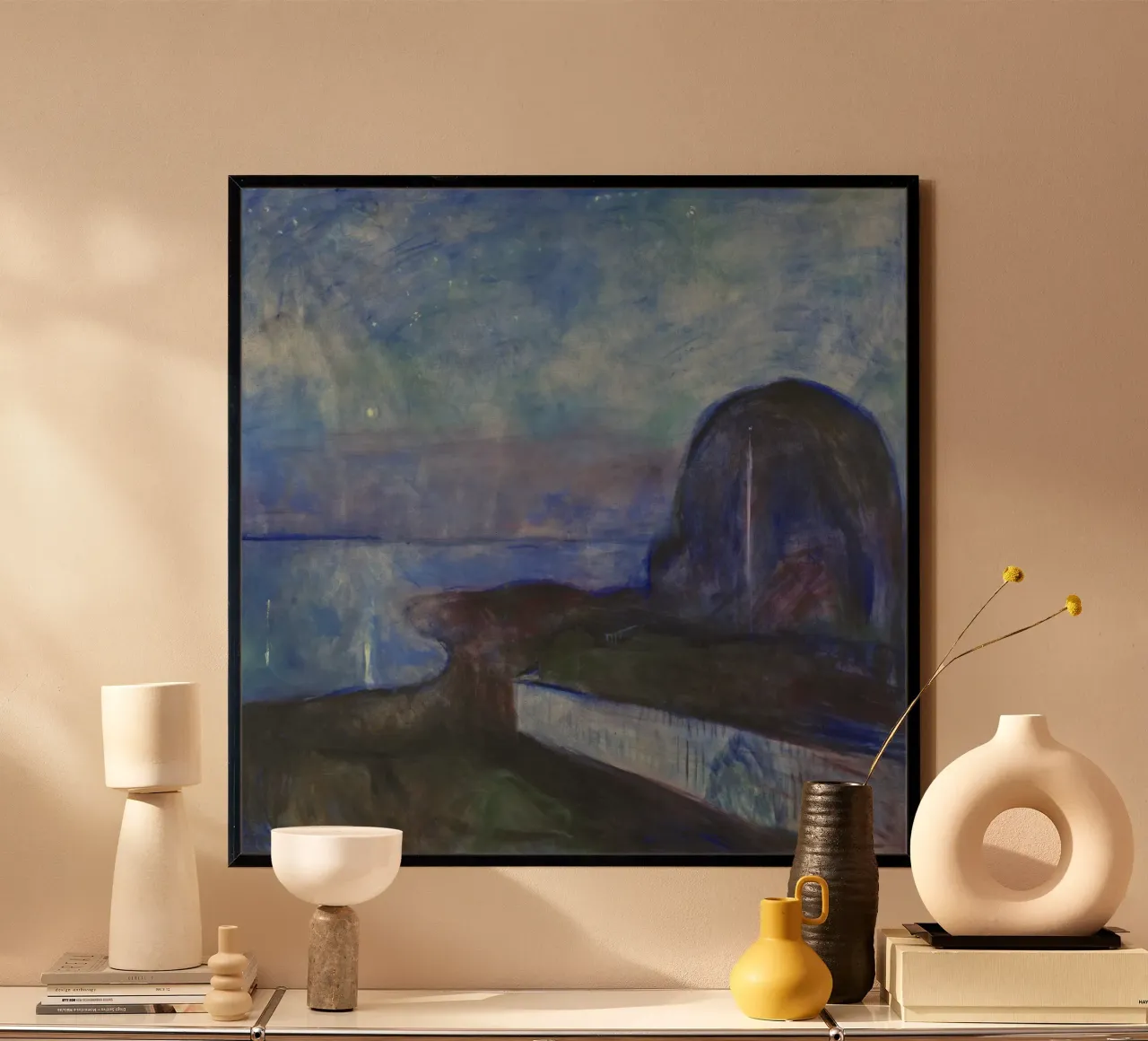Edvard Munch - Notte stellata (1893) poster con telaio in alluminio da Wirla