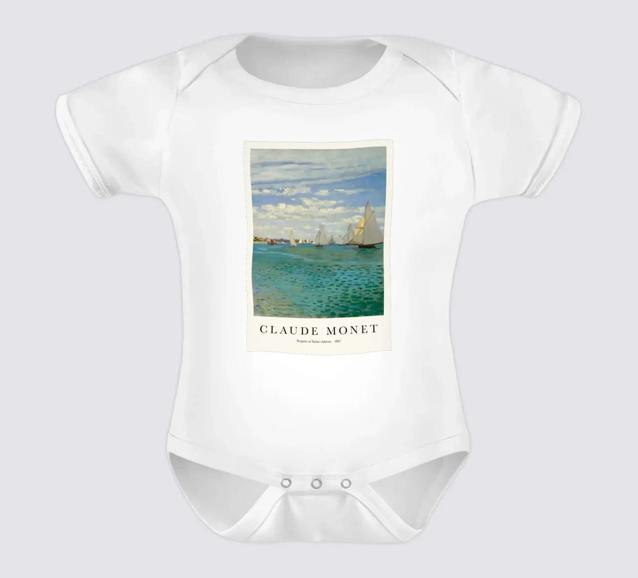 barche a vela in riva al mare claude monet body neonato maniche corte da belong shop