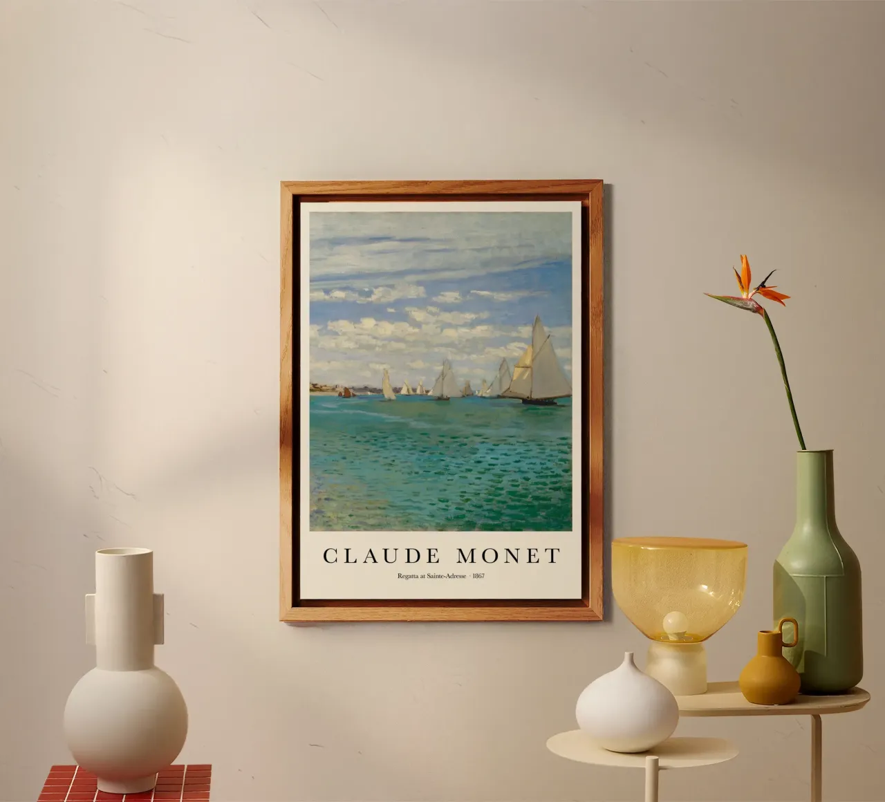sailboats in distant shore claude monet alu-dibond by belong shop