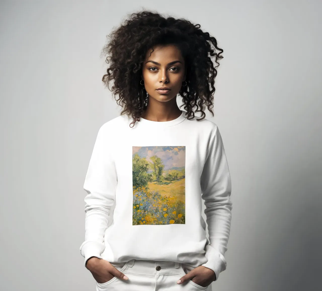 vue prairie fleurs sauvages dans collines claude monet sweat de belong shop