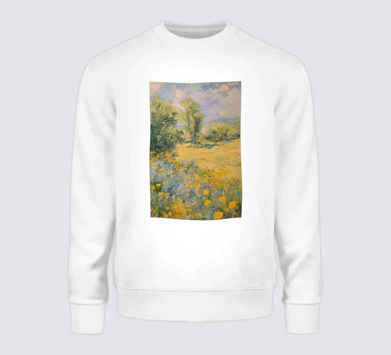 vue prairie fleurs sauvages dans collines claude monet sweat de belong shop