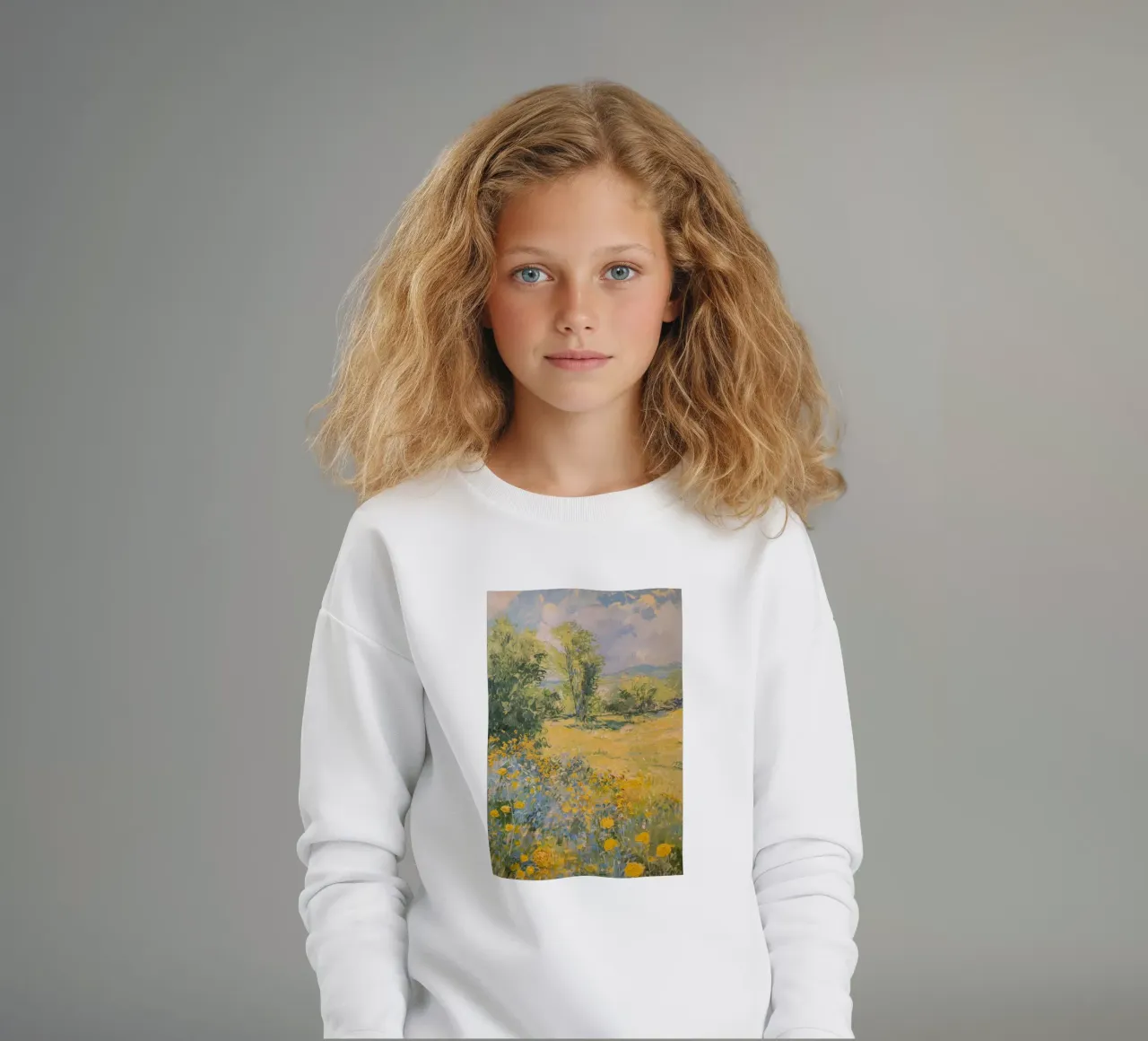 vue prairie fleurs sauvages dans collines claude monet sweat enfant de belong shop