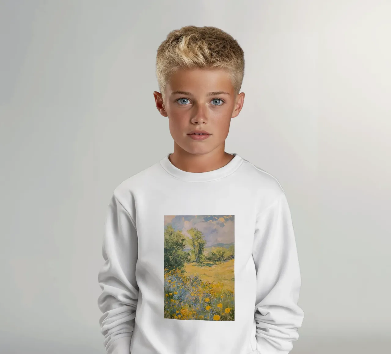 vue prairie fleurs sauvages dans collines claude monet sweat enfant de belong shop